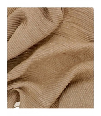 Texture Pleated Glitter Accented Wrap Khaki in Fashion Scarves