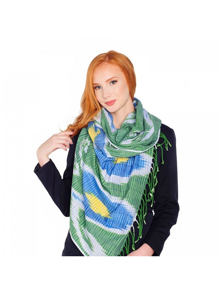 12 colors Soft Large 100% Cotton Scarf Shawl for Women by Barno Fashion - Green Spring - C9183NATU0C