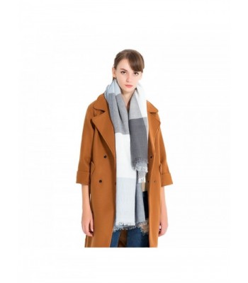 Women Plaid Blanket acrylic square scarf winter over size warm - Lightblue Grey - CP187DIS366