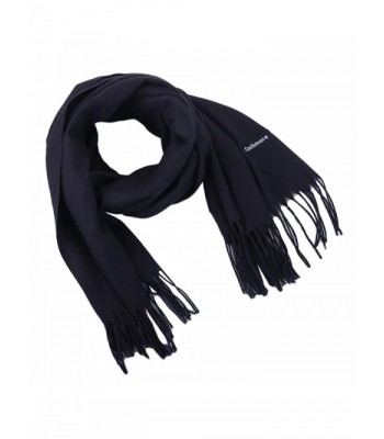 Earlish Men's Pashmina Scarf Solid Color Soft Cozy Cashmere Feel Warm Winter Scarf - Black - CF188ZC375I