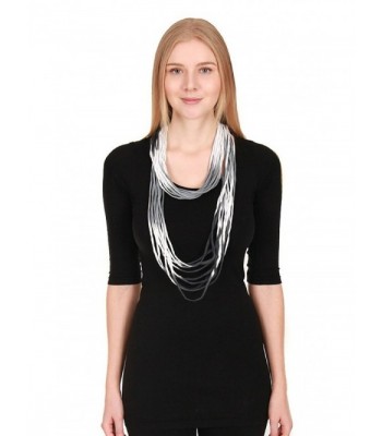 CCFW Women's Ombre Jersey Shred Rope Necklace Scarf - Black White - CJ17Y02RIEG