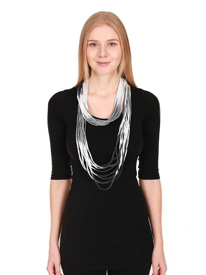 CCFW Women's Ombre Jersey Shred Rope Necklace Scarf - Black White - CJ17Y02RIEG