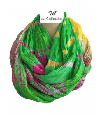 TC Mixed Color Oil Painting Vibrant Artistic TieDye Infinity Scarf - Lime - CJ12OCVACJS