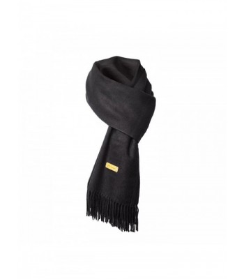 Black Cashmere Scarf For Womens And Mens Super Soft Fashion Long Tassel Scarf（80.7X25.6 In） - C0187R0DXK7