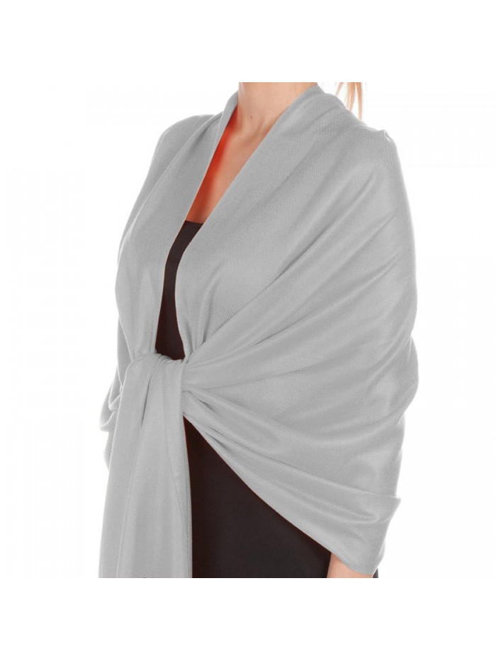 Pashmina Large Soft Plain Shawl/Wrap/Scarf for Women - Gray - C5189Q4WU95