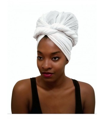 Rayna Josephine Stretch Head Wrap - Long Solid Color Turban Hair Scarf Tie - Sheer White - CH1834IUTQT