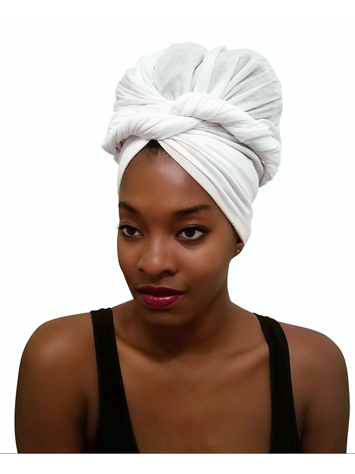 Rayna Josephine Stretch Head Wrap - Long Solid Color Turban Hair Scarf Tie - Sheer White - CH1834IUTQT