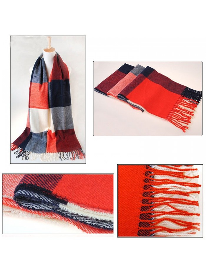 Bthdhk Womens Warm Long Plaid Shawl Scarf for Fashion Wear Gorgeous Wrap Shawl -- - Red - C412NYZL0EU