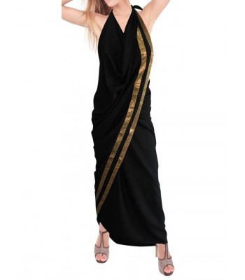 La Leela Womens Pareo Wrap Scarf Bathing Suit Swimsuit Swimwear Sarong Bikini Cover up - Black Copper Lace - CG12L8UBRF9