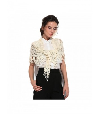 ZORJAR Wool Winter Knitted Scarf Crochet Triangle Fashion Scarves For Women - Off White - CL12O34FAG9