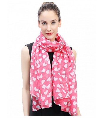 Lina & Lily Loving Hearts Print Large Scarf Valentine's Day Gift - Pink and White - CD11X1AA2DB