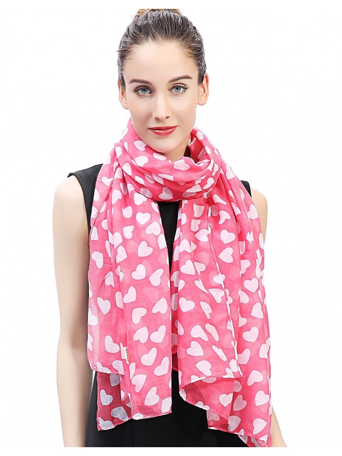 Lina & Lily Loving Hearts Print Large Scarf Valentine's Day Gift - Pink and White - CD11X1AA2DB