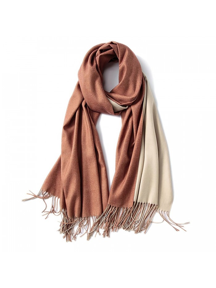 Cashmere Feel Winter Tone Shawl - Rusty Brown and Ivory - CH186DKCXNA