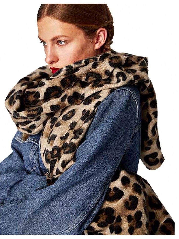 Women Winter Leopard Scarf Cashmere Feel Pashmina Shawls And Wraps Fashion Scarf - Leopard - CR187HZLR3O