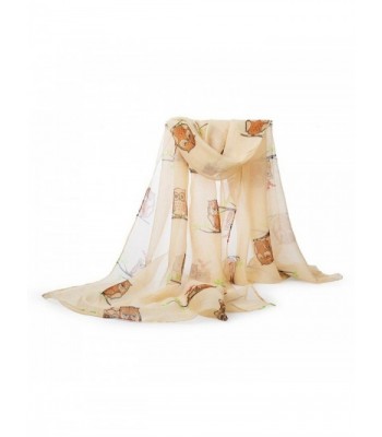 Nanxson(TM) Womens Girls Cute Owl Pattern Thin Soft Long Scarf Wrap Shawl Scarves WJ0041 - Beige - CM11PYLX2H5