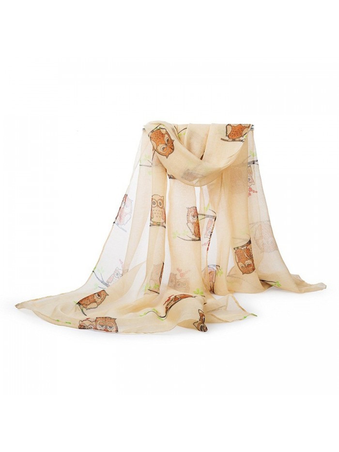 Nanxson(TM) Womens Girls Cute Owl Pattern Thin Soft Long Scarf Wrap Shawl Scarves WJ0041 - Beige - CM11PYLX2H5