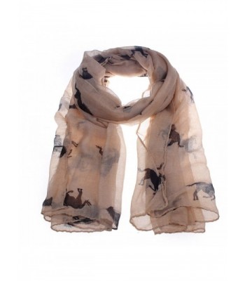 DaySeventh Fashion Women Running Horse Print Long Scarf Shawl Wrap - Coffee - C811T8QOZIH