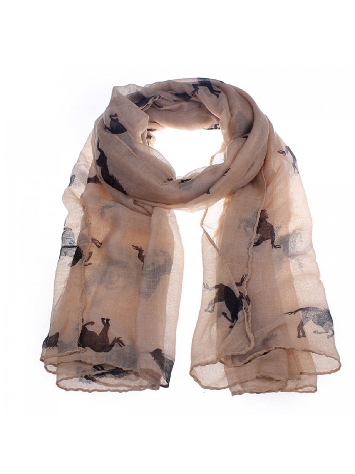 DaySeventh Fashion Women Running Horse Print Long Scarf Shawl Wrap - Coffee - C811T8QOZIH