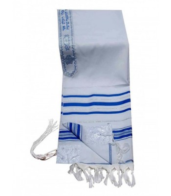 Acrylic Tallit (imitation Wool) Prayer Shawl in Blue and Silver Size 18" L X 72" W - CH1121YUCTJ
