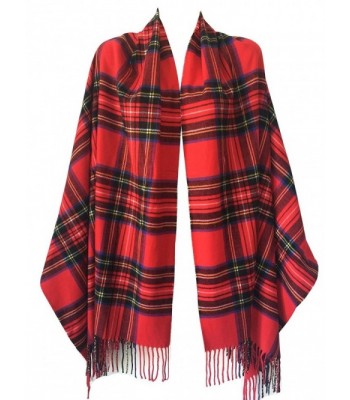 Women Oversized Scottish Clan Tartan Plaid Cashmere Feel Shawl Wrap Winter Scarf - Red Tartan - C2187IENQQ3