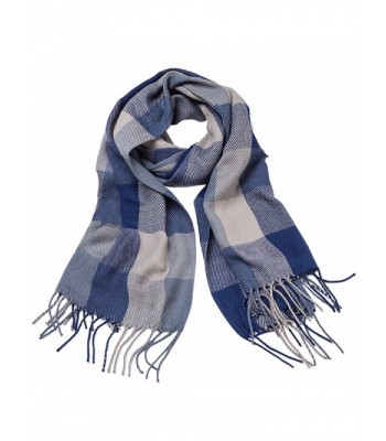 Lalago Women Winter Scarf Fashion Grid Shawl Wraps - Navy Grid - CX12N8TZOTV