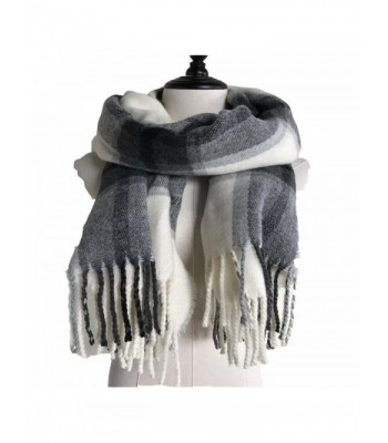 Cozycloth Women's plaid blanket Chunky oversize big warm scarf - cashmere feel- Plaid shawl - Mlyd03 Black Grey - C7188WMS0QG