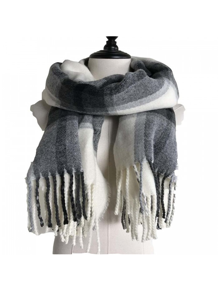 Cozycloth Women's plaid blanket Chunky oversize big warm scarf - cashmere feel- Plaid shawl - Mlyd03 Black Grey - C7188WMS0QG