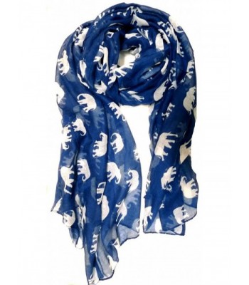 V28 Gorgeous Blue Elephant Print Long & Soft Scarf Shawl/Wrap - Large - CJ119FCVO8D