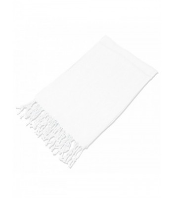 Leisureland Unisex Viscose Solid Color Fringe Scarf 24"x68" - White - CL11B6ZILGZ