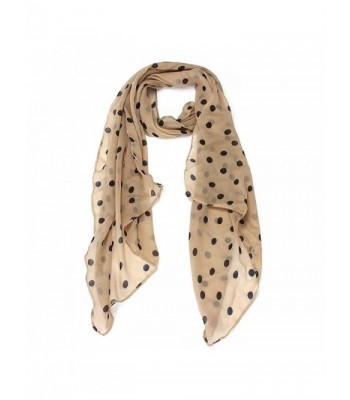 Qingfan Lightweight Scarves: Fashion Stylish Soft Silk Chiffon Scarf Wrap Polka Dot Shawl For Women Girls - Beige - C4185QUOIXH