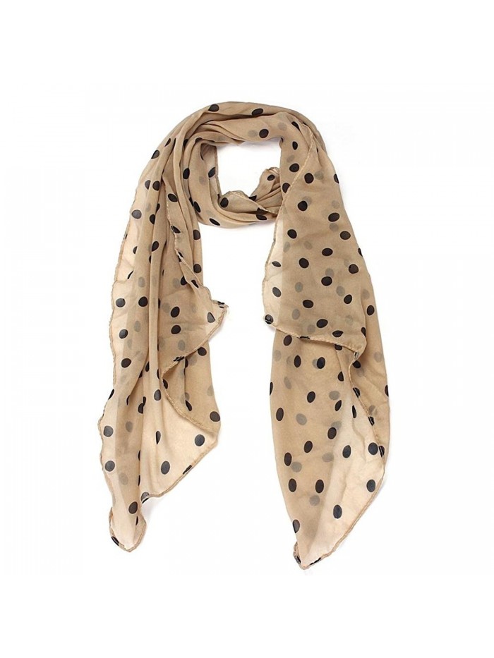 Qingfan Lightweight Scarves: Fashion Stylish Soft Silk Chiffon Scarf Wrap Polka Dot Shawl For Women Girls - Beige - C4185QUOIXH