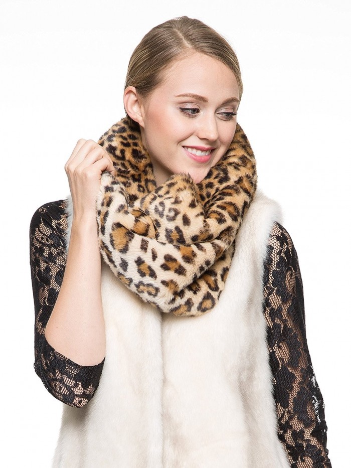 Adelaqueen Women's Fabulous Faux Fur Neck Warmer Infinity Scarf Multiple Colors - Medium Leopard - CP11SHGR39R