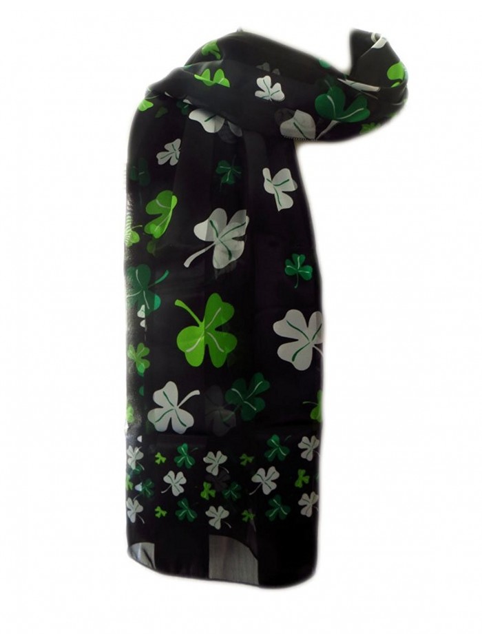 New Company Womens St Patrick Day Clovers Shamrocks Scarf - Black - One Size - CM11IUGE5N1