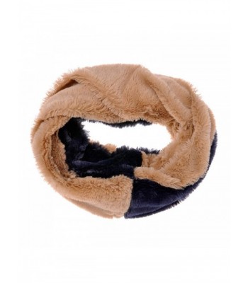 ZLYC Women Fashion Two Tone Stripe Faux Fur Infinity Scarf Winter Accessory - Brown - C7125RKVRND