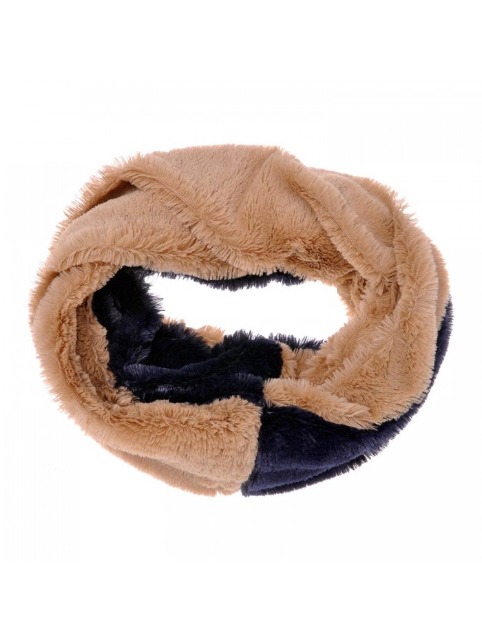 ZLYC Women Fashion Two Tone Stripe Faux Fur Infinity Scarf Winter Accessory - Brown - C7125RKVRND