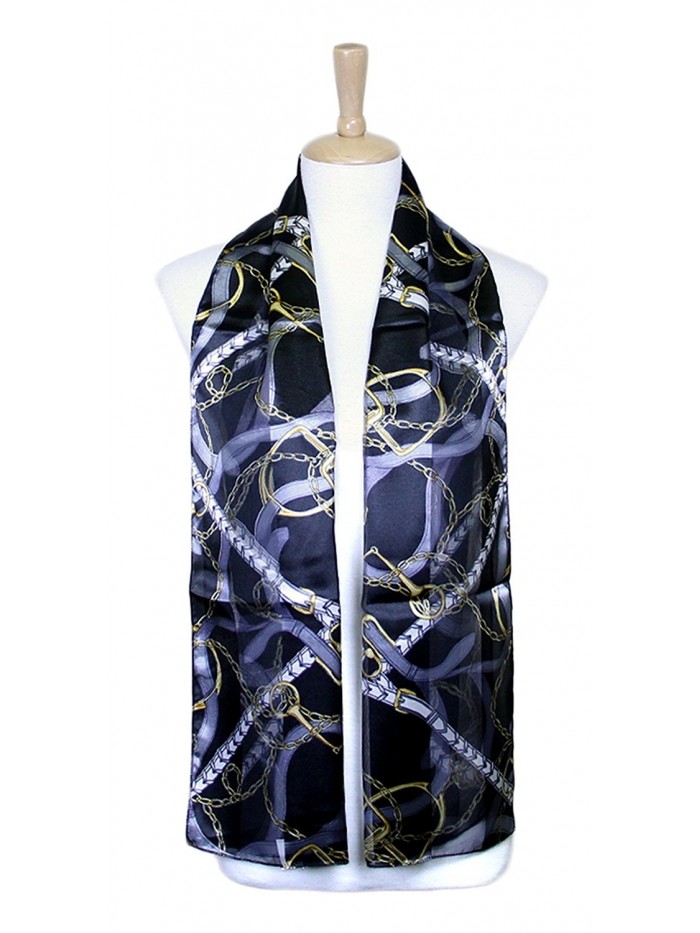 Apparelism Silky Satin Holiday Party Special Occasion Events Scarf Collection - 9-black - C2188HS3SRT