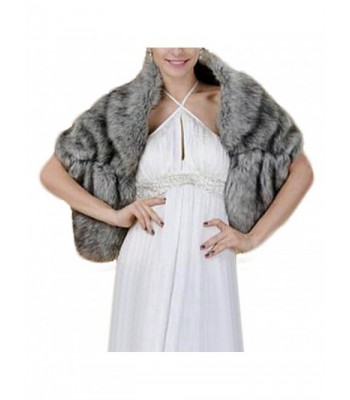 Dressart Women's Faux Fur Wedding Bridesmaid Cloak Party Wrap Shawl Stole - Gray - CF187G5HSS9