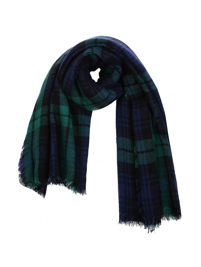 Zuozee Scottish Pashmina Christmas Pictures - Navy & Green - CI186G882T2