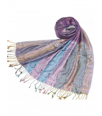 Lovarzi Women's Pashmina Scarf Shawl - Chic Paisley Scarves for Ladies & Girls - Purple - CJ116L8JOZT