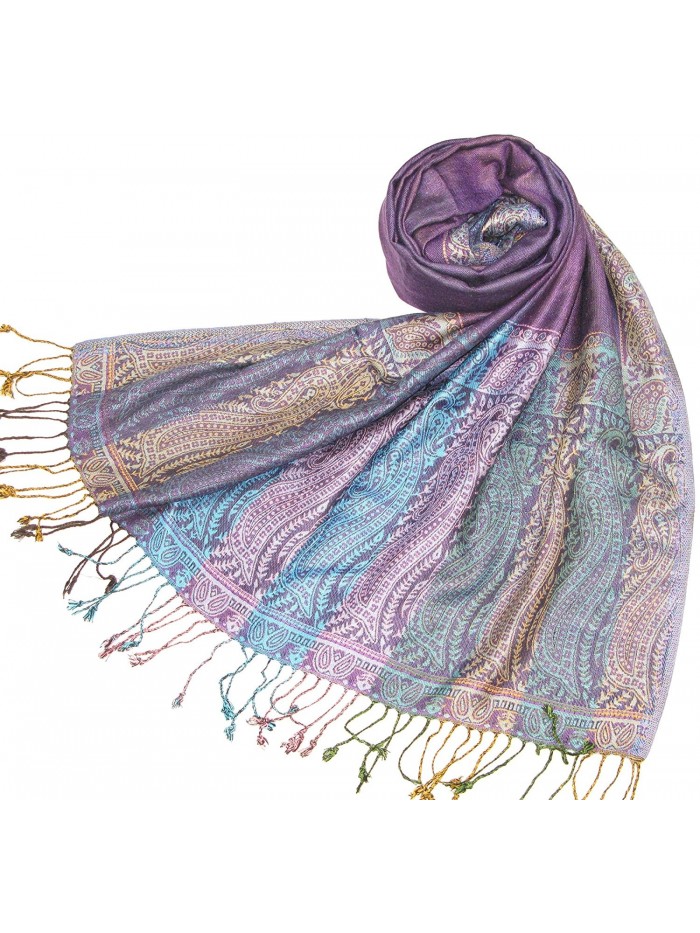 Lovarzi Women's Pashmina Scarf Shawl - Chic Paisley Scarves for Ladies & Girls - Purple - CJ116L8JOZT