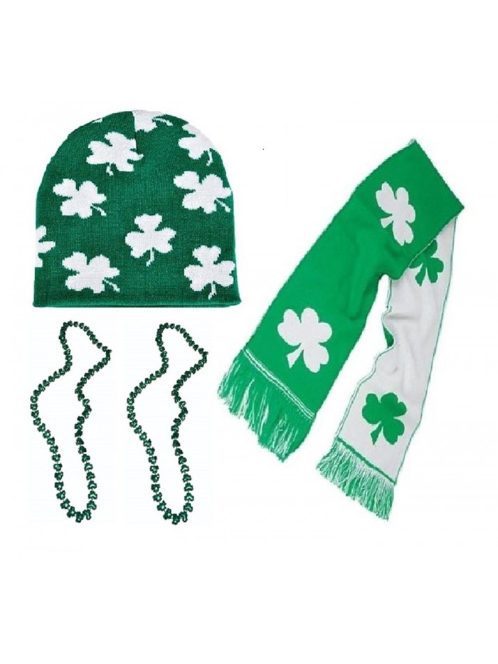 St Patrick Day Party Parade Accessories - Knit Scarf With Beanie Hat - CK17Y7HH7ZG