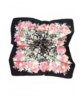 TONY & CANDICE Women's Graphic Print 100% Silk- Silk Scarf Square - 33X33 Inches - New White Pink Flowers - CZ185D65AYO