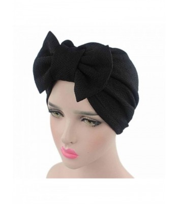 Kshion Women Bow Hat Beanie Scarf Turban Head Wrap Cap - Black - CY184AD79AC