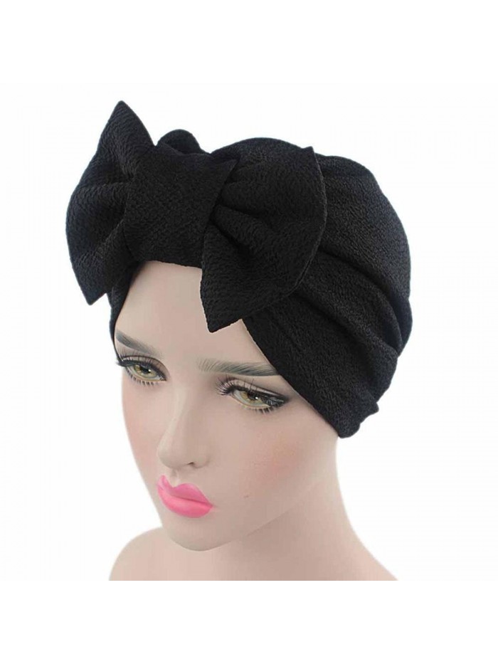 Kshion Women Bow Hat Beanie Scarf Turban Head Wrap Cap - Black - CY184AD79AC