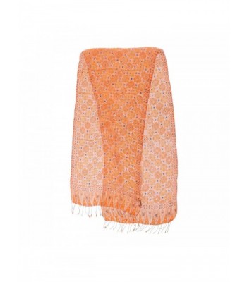 NOVICA Orange Floral Ginger Jasmine in Wraps & Pashminas