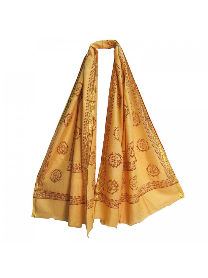 Beige- Red & Gold Om Meditation Yoga Altar Cloth Prayer Shawl Scarf - CB11K9TNJOD