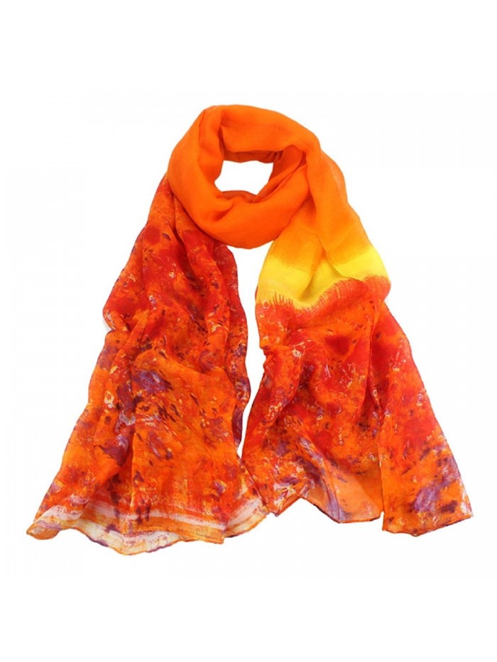 Sunward Fashion Beautiful Womens Ladies Flower Pashmina Shawl Wrap Beach Scarf - Orange - C0122V1DEKP