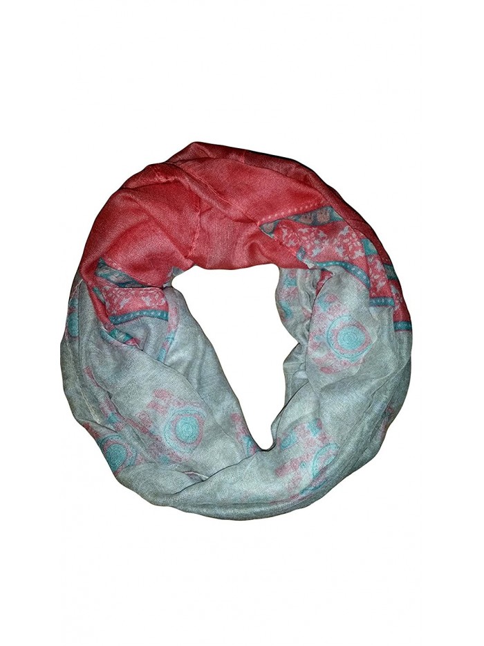 Lunar Lily Floral Mandala Elephant Infinity Loop Scarf - Pink - CJ11WV92BW5