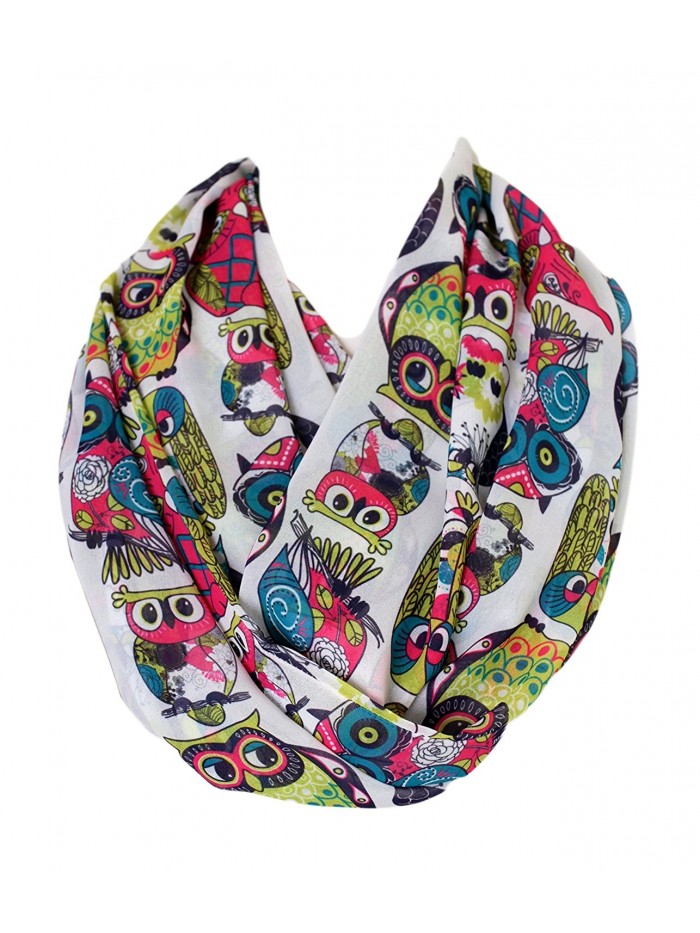 Etwoa's Colorful Owl Pattern Infinity Scarf Circle Loop Scarf - CQ17YQ5GLGY