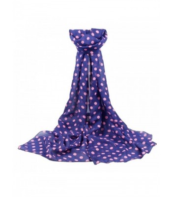 Matoen Women Long Wrap Shawl Polka Dot Chiffon Scarf Scarves Stole - Navy - C912L5HLZ3J